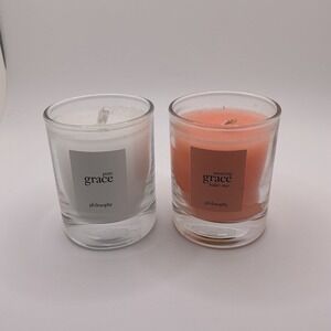 philosophy illuminating grace‎ candle Lot Of 2 Pure Grace Amazing Grace 2 Oz